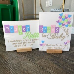 Baby Shower Diaper and Book Signs